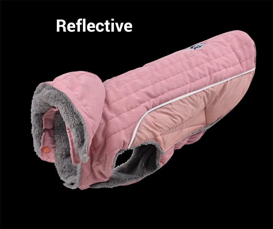Winter Dog Clothes Thick Fleece Warm Dog Clothing Winter Dog  Jacket Reflective Adjustable Belly Quilted Dog Coat Removable Hood