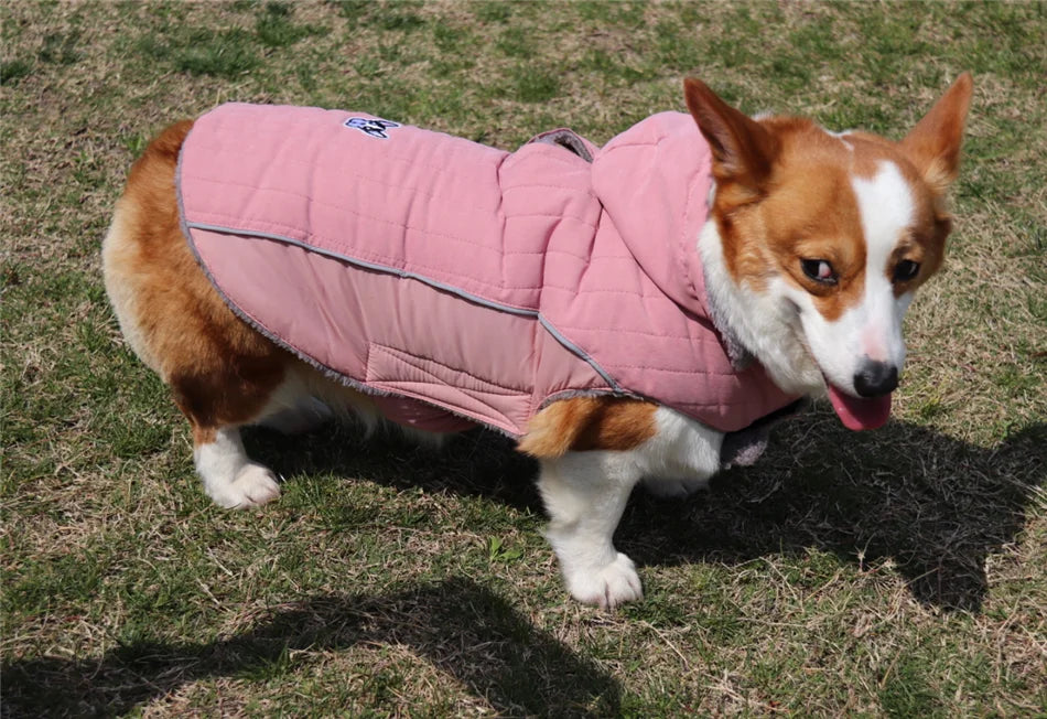 Winter Dog Clothes Thick Fleece Warm Dog Clothing Winter Dog  Jacket Reflective Adjustable Belly Quilted Dog Coat Removable Hood