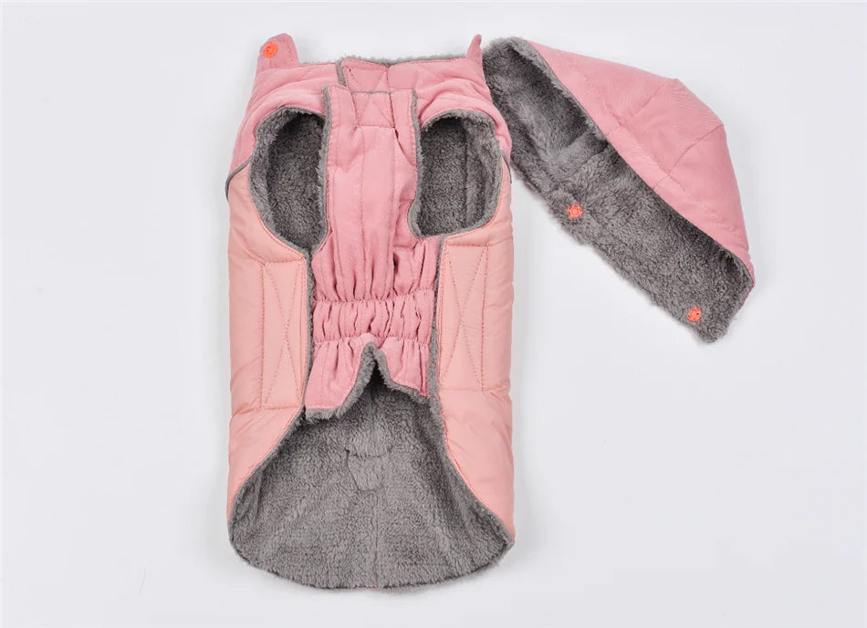 Winter Dog Clothes Thick Fleece Warm Dog Clothing Winter Dog  Jacket Reflective Adjustable Belly Quilted Dog Coat Removable Hood