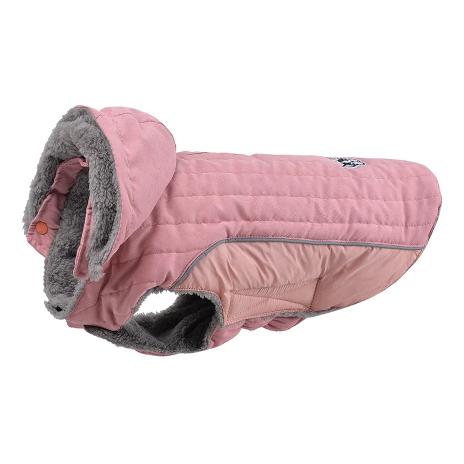 Winter Dog Clothes Thick Fleece Warm Dog Clothing Winter Dog  Jacket Reflective Adjustable Belly Quilted Dog Coat Removable Hood