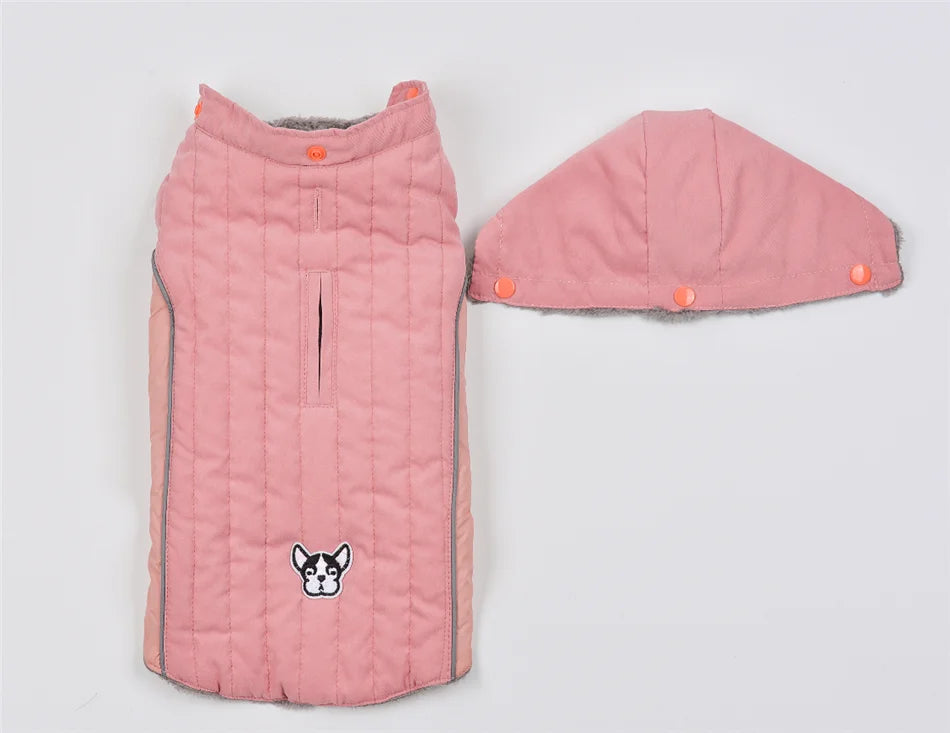 Winter Dog Clothes Thick Fleece Warm Dog Clothing Winter Dog  Jacket Reflective Adjustable Belly Quilted Dog Coat Removable Hood
