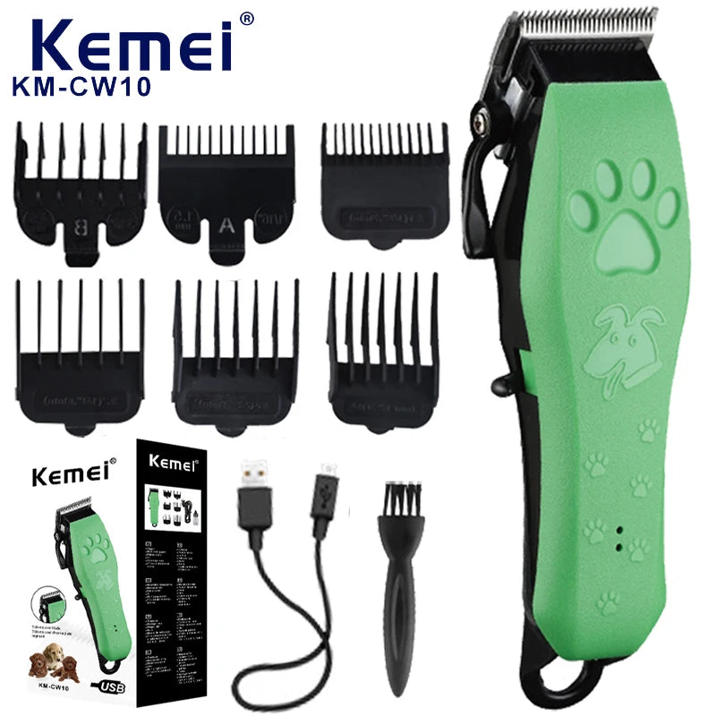 KEMEI Dog Clippers for Grooming Low Noise Professional Pet Kit Cordless Electric Dog Hair Trimmer for Thick Coat High Power