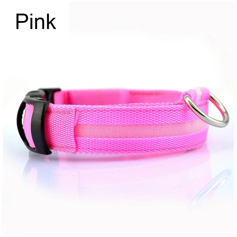 Reflective Nylon LED Pet Dog Collar Safety Night Walking Flashing Glow In The Dark Pet Luminous Dog Accessories Collar