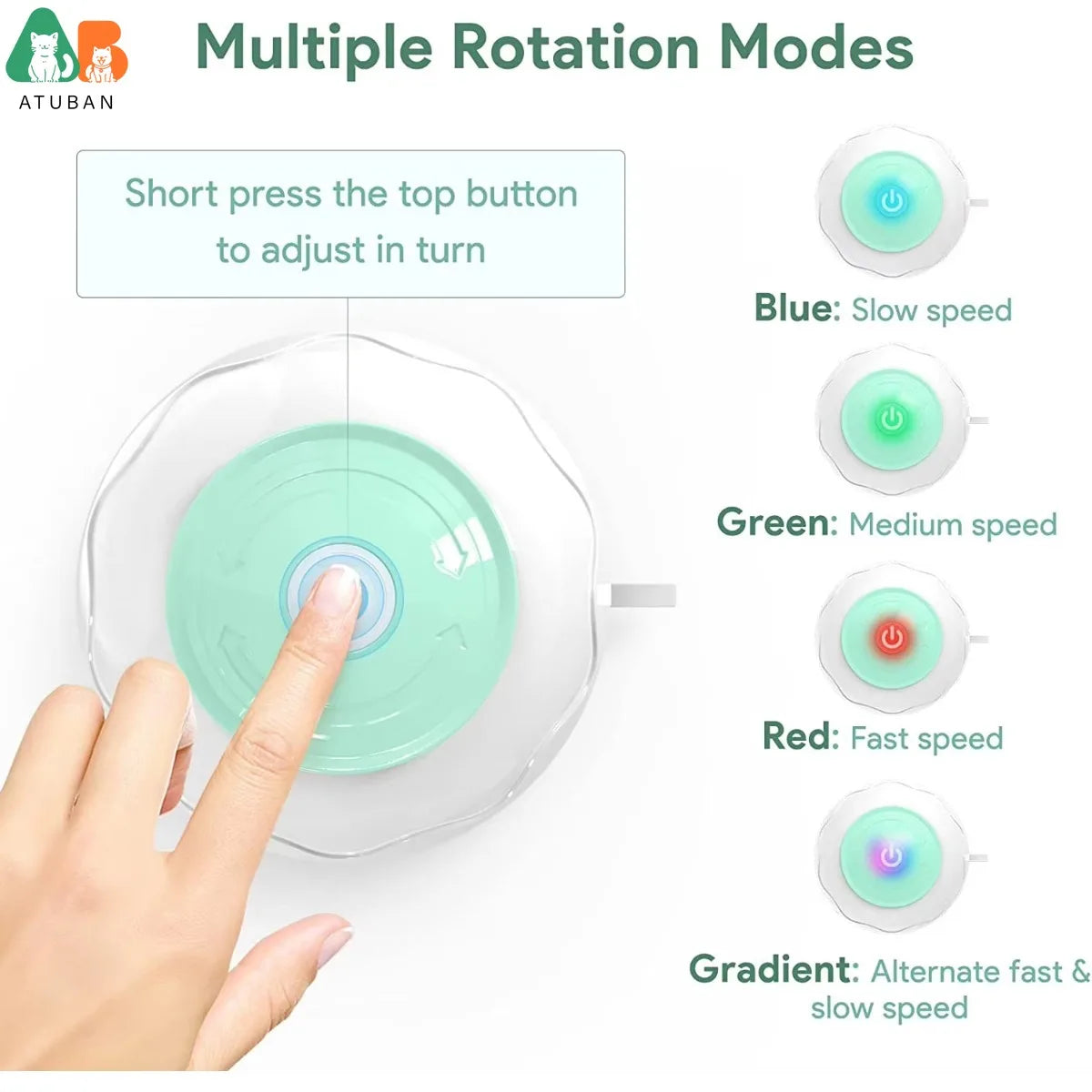 ATUBAN Automatic Motion Cat Toys-4 Modes Interactive Motorized Wand Toys,3 Feathers,Electronic Exercise Pet Toy for Indoor Cats