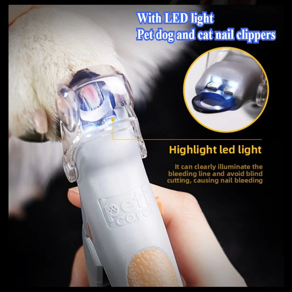 LED Pet Nail Clippers with Safety Guard, Professional Dog Cat Nail Trimmer Kit, Rechargeable Quiet Grooming Tool for Small Medium Dogs