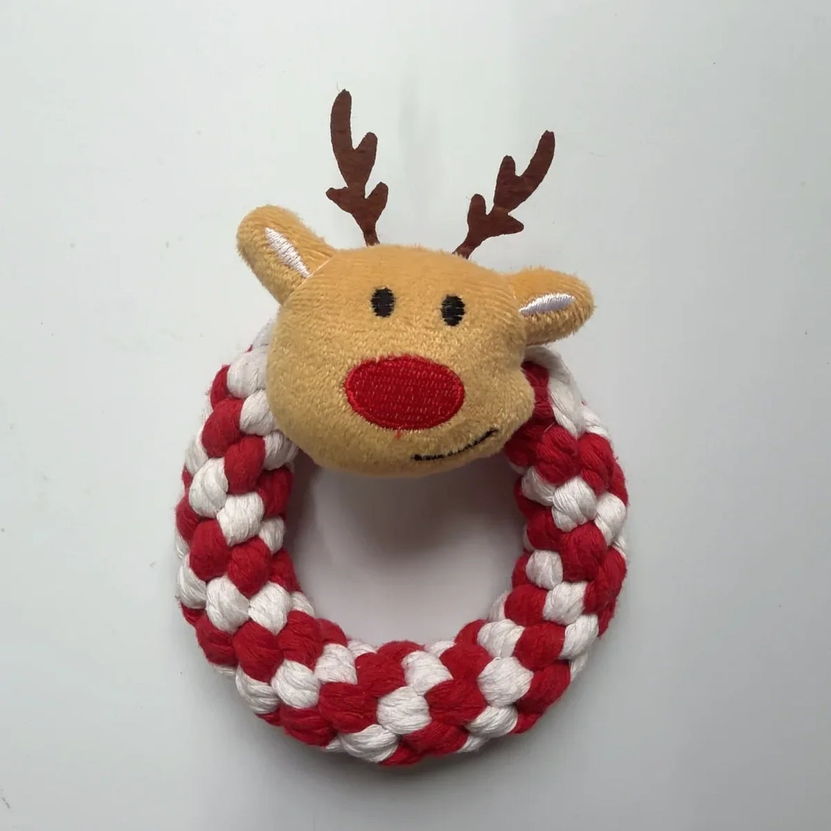 Christmas Dog Knot Toy Teeth Grinding Cotton Rope Dog Toy Love Cane Pet Toy Christmas Decoration Toy