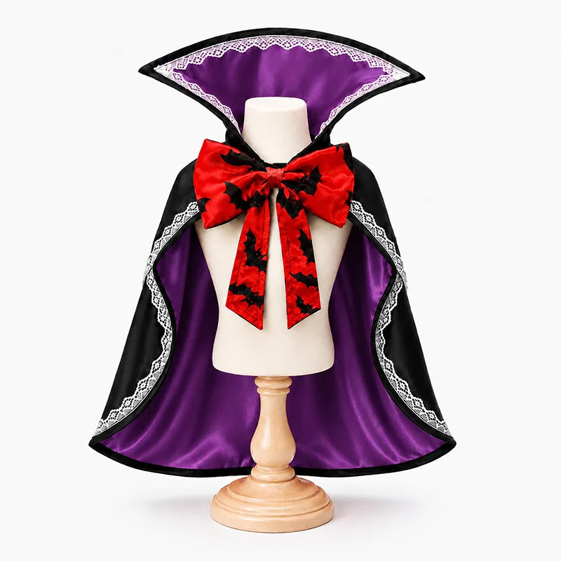 Halloween Funny Cape Lace Cloak Dog Cat Costume Transforming Bowknot Pet Dress Up Adjustable Sizes Trick or Treat Pet Supplies