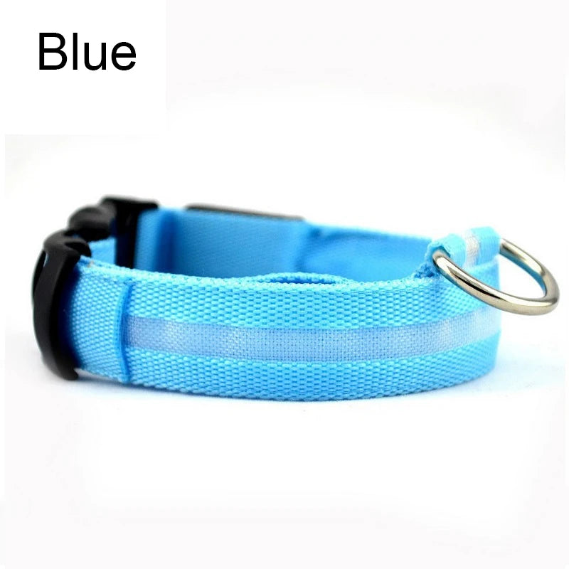 Reflective Nylon LED Pet Dog Collar Safety Night Walking Flashing Glow In The Dark Pet Luminous Dog Accessories Collar