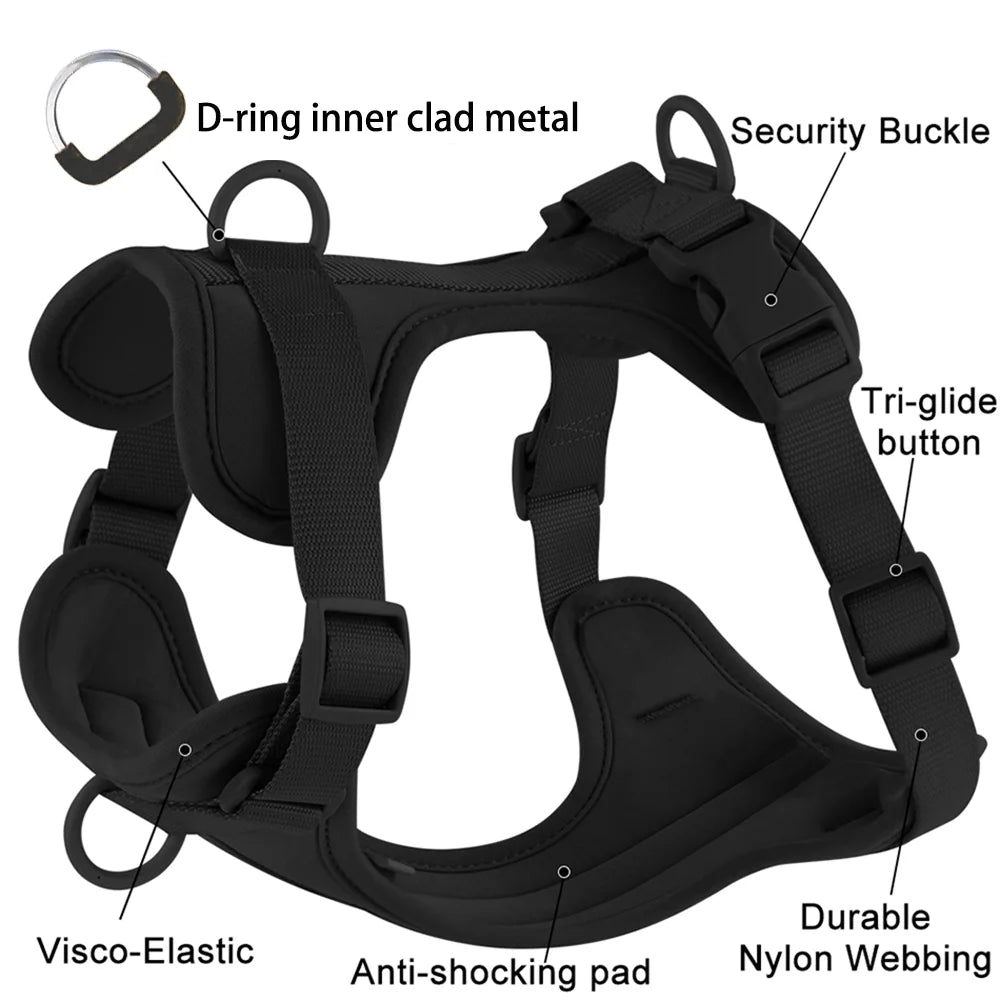 Double Dog Leash PVC Comfortable and Breathable Dog Harness and Leash Set Adjustable Chest Strap Collars - Harnesses & Leashes
