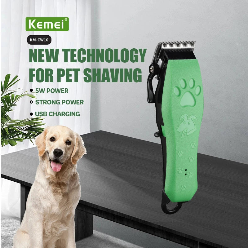 KEMEI Dog Clippers for Grooming Low Noise Professional Pet Kit Cordless Electric Dog Hair Trimmer for Thick Coat High Power