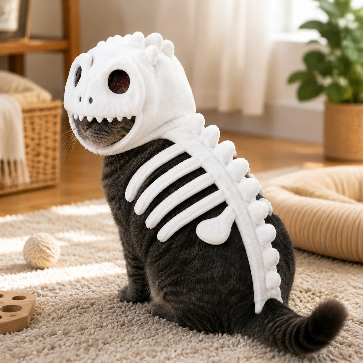 Funny Cat Costume Animal Skeleton Outfit for Halloween Party Glow in Dark Pet Costume Clothes Birthday Party Festival Props