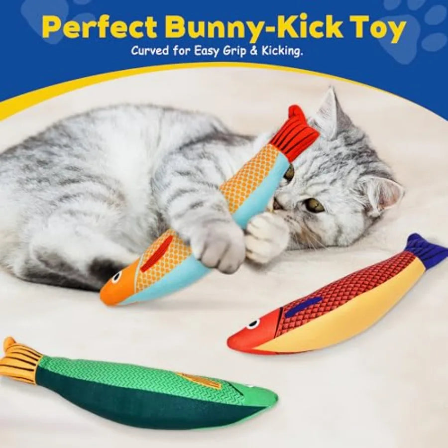 Interactive Cat Toys with Catnip Soft Durable Material Rattle Sound Chew Proof Design for Indoor Cats 3 Pack in Saury Color Sui