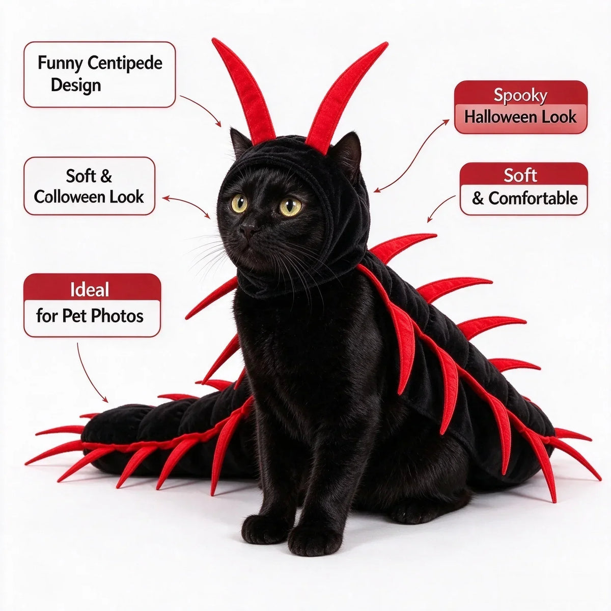 Funny Centipede Spider Cat Costume Spooky Halloween Pet Costume for Small Cats, Cat Accessories for Party Outdoor Walking