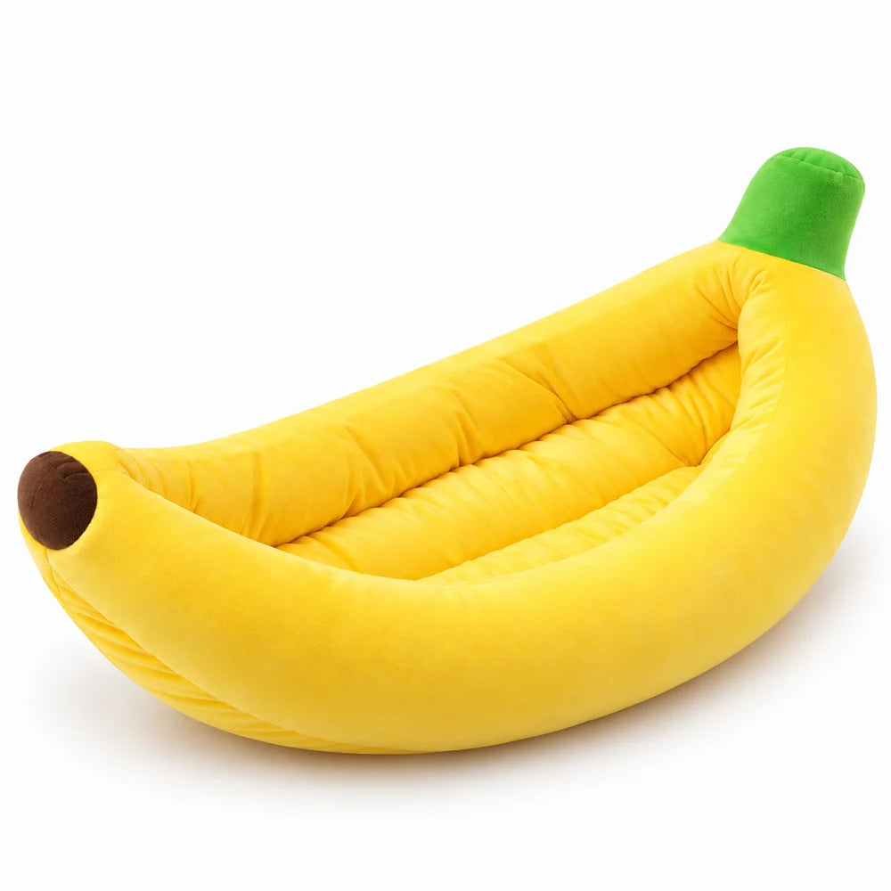 Banana Pet Bed Plush Cat Bed For Indoor Cats Kittens And Small Dogs Soft Bolster Sleeper With Raised Sides And Open Top For Cozy Lounging