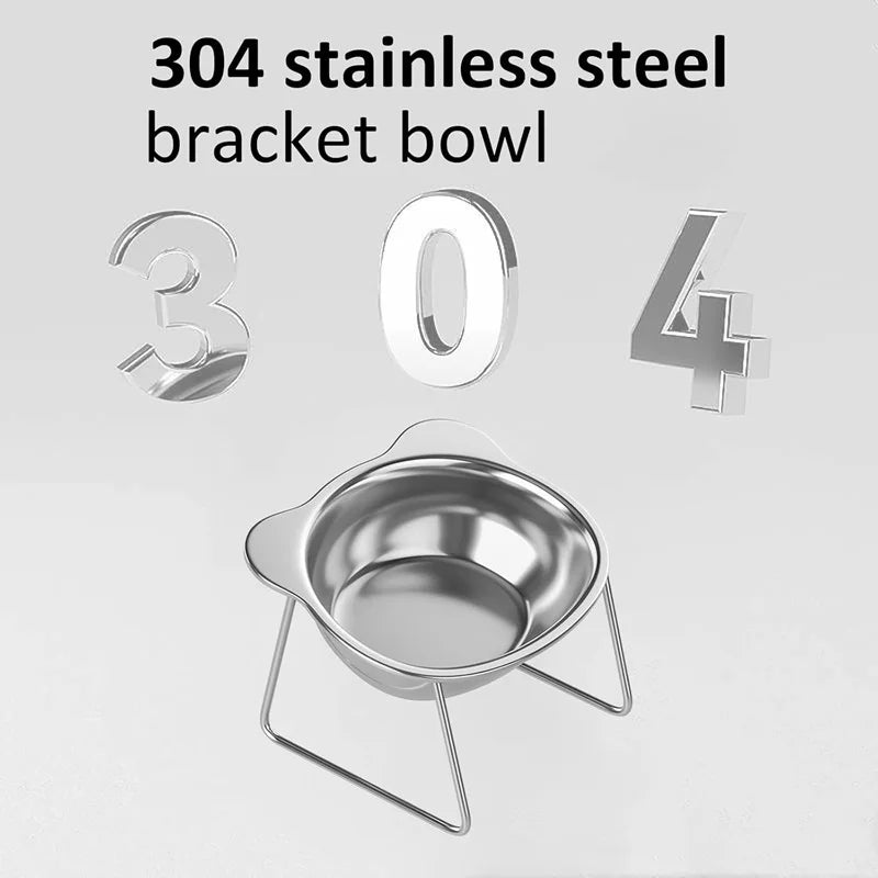 Cat Bowls Tilted Neck Guard Cat Food Bowl Indoor Stainless Steel Shatter Resistant Elevated 15° Pet Bowl For Kitten Puppy