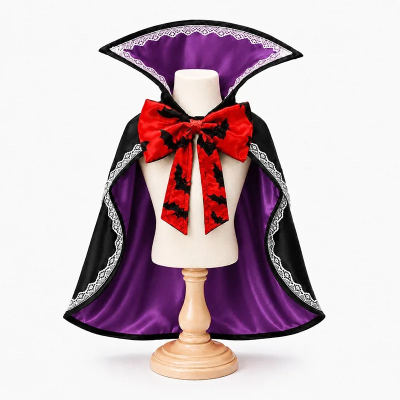 Halloween Funny Cape Lace Cloak Dog Cat Costume Transforming Bowknot Pet Dress Up Adjustable Sizes Trick or Treat Pet Supplies