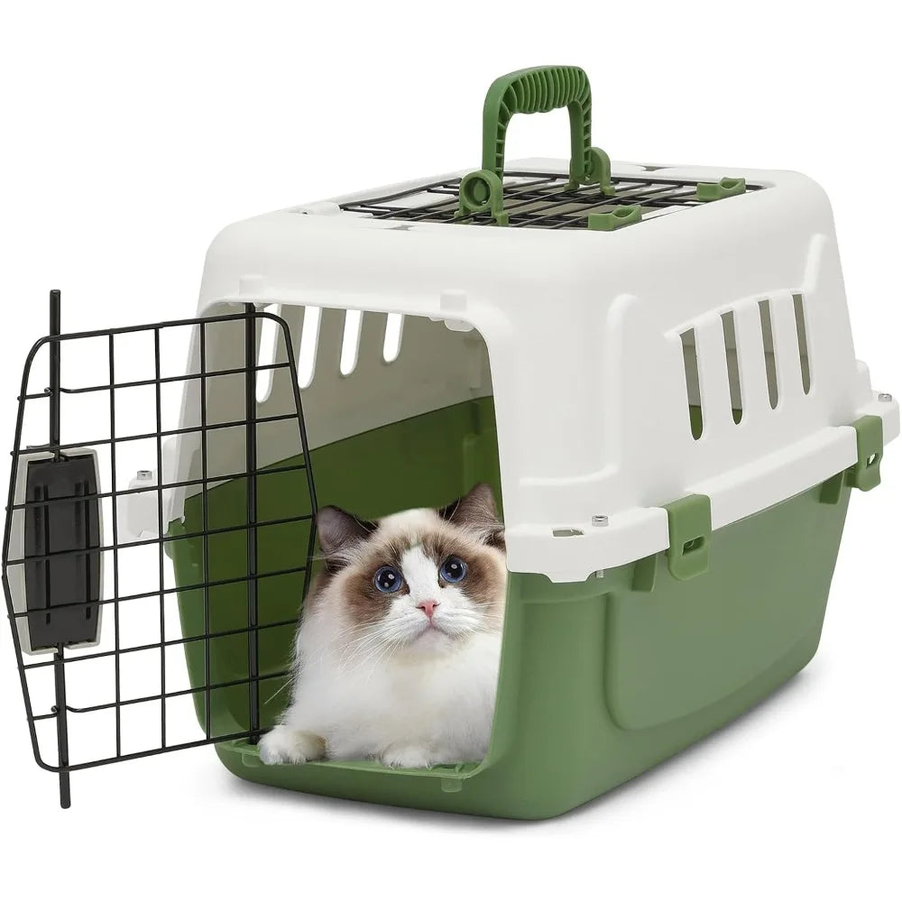 Athena Collection 18" Hard-Sided Travel Pet Carrier for Small Dogs and Cats, Plastic Dog Carriers with 2-Door Top & Front