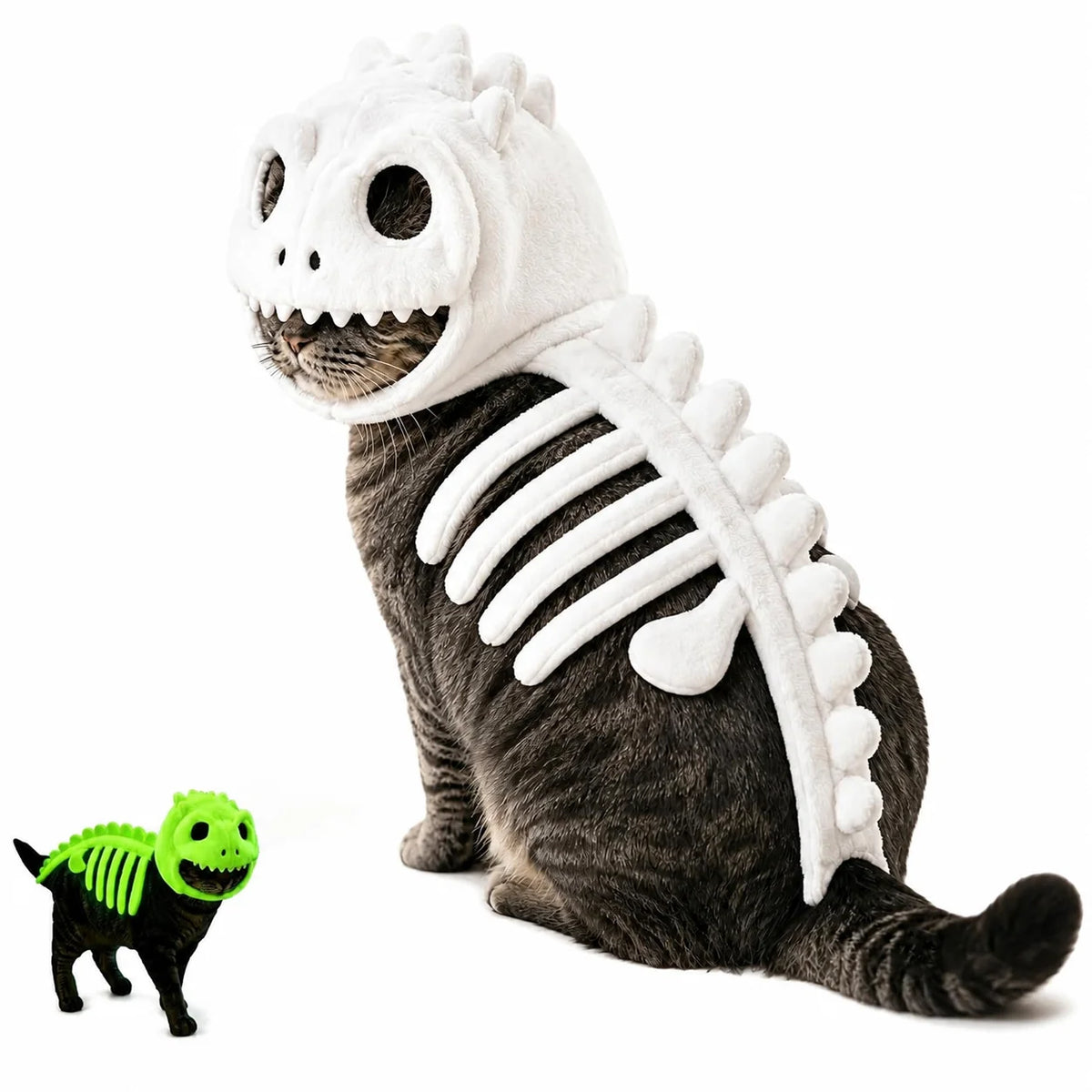 Funny Cat Costume Animal Skeleton Outfit for Halloween Party Glow in Dark Pet Costume Clothes Birthday Party Festival Props