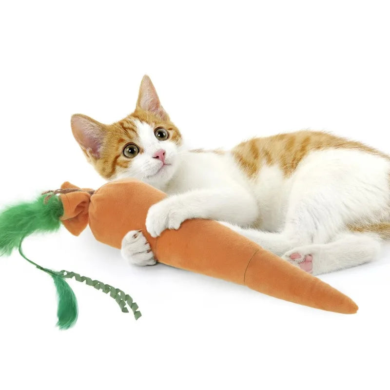Kolossal Karrot Soft Plush Catnip Kicker Cat Toy Filled with Pure & Potent Catnip