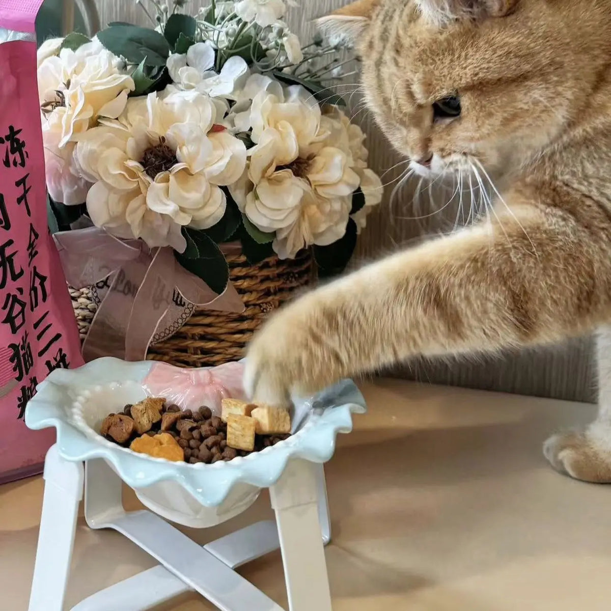 Love Cat Bowls Large Caliber Ceramic Bowl Pets Cute Puppies Kittens Pets Protecting The Neck Rice Bowl Cat Accessories Gifts