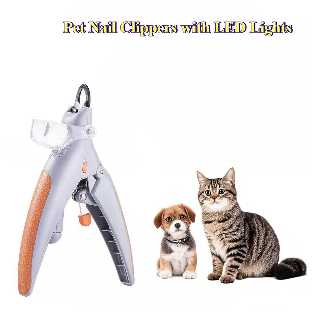 LED Pet Nail Clippers with Safety Guard, Professional Dog Cat Nail Trimmer Kit, Rechargeable Quiet Grooming Tool for Small Medium Dogs