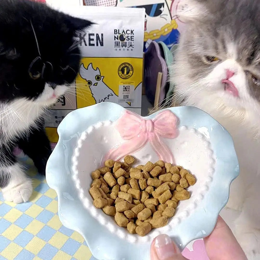 Love Cat Bowls Large Caliber Ceramic Bowl Pets Cute Puppies Kittens Pets Protecting The Neck Rice Bowl Cat Accessories Gifts