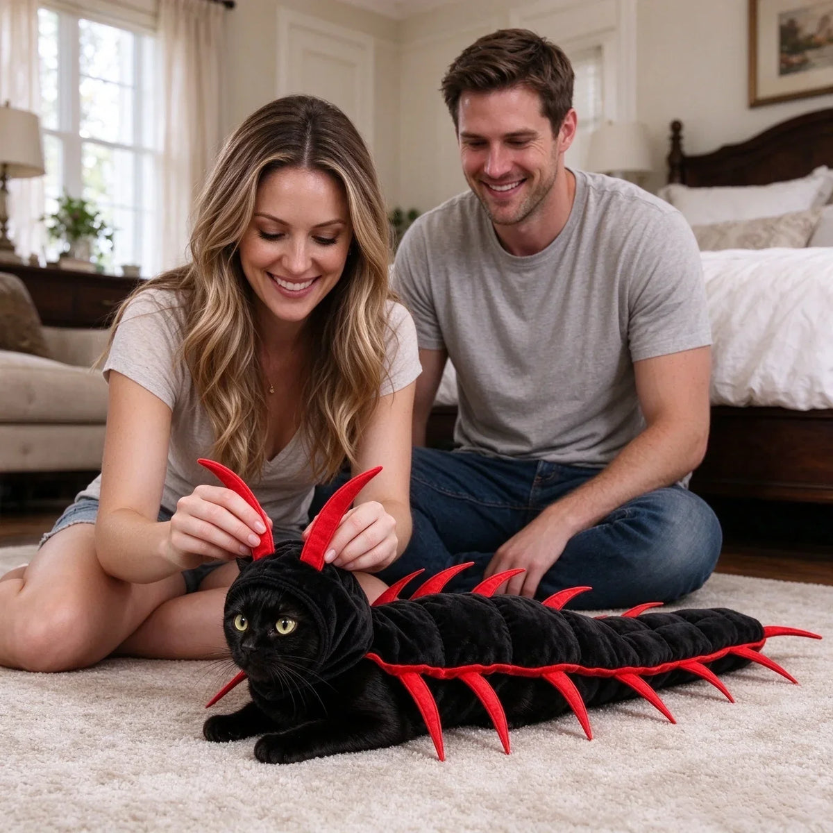 Funny Centipede Spider Cat Costume Spooky Halloween Pet Costume for Small Cats, Cat Accessories for Party Outdoor Walking
