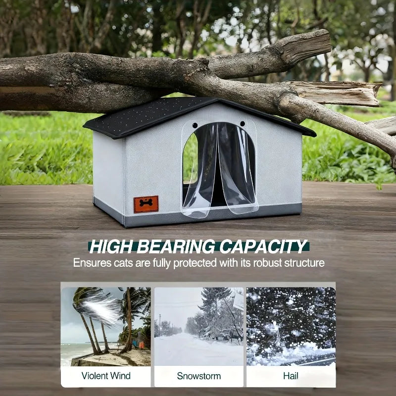Winter Outdoor Cat House Ultimate warmth, featuring an eave and escape door Designed for stray cats Outdoor cat shelter