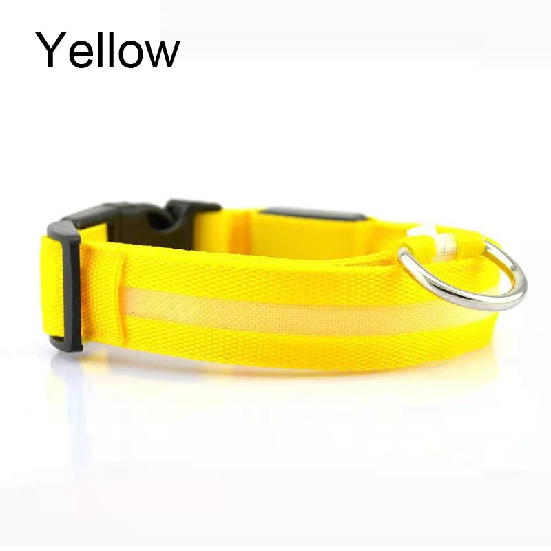 Reflective Nylon LED Pet Dog Collar Safety Night Walking Flashing Glow In The Dark Pet Luminous Dog Accessories Collar