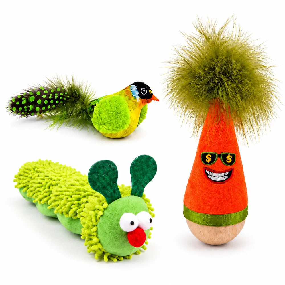 Zoe Interactive Cat Toys For Indoor Cats With Wobble Toy Soft Caterpillar And Chirping Bird For Batting Pouncing Kicking And Daily Play