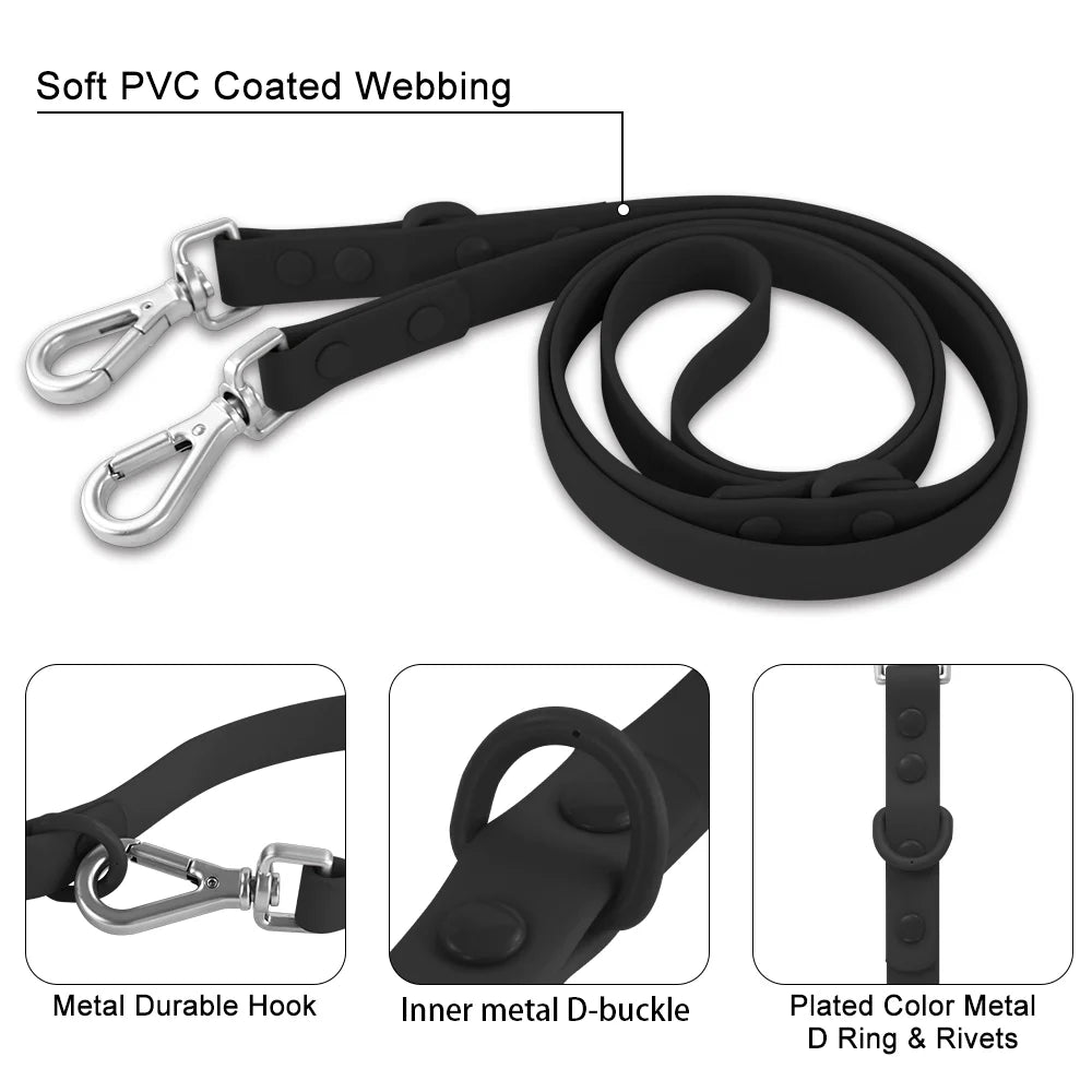 Double Dog Leash PVC Comfortable and Breathable Dog Harness and Leash Set Adjustable Chest Strap Collars - Harnesses & Leashes