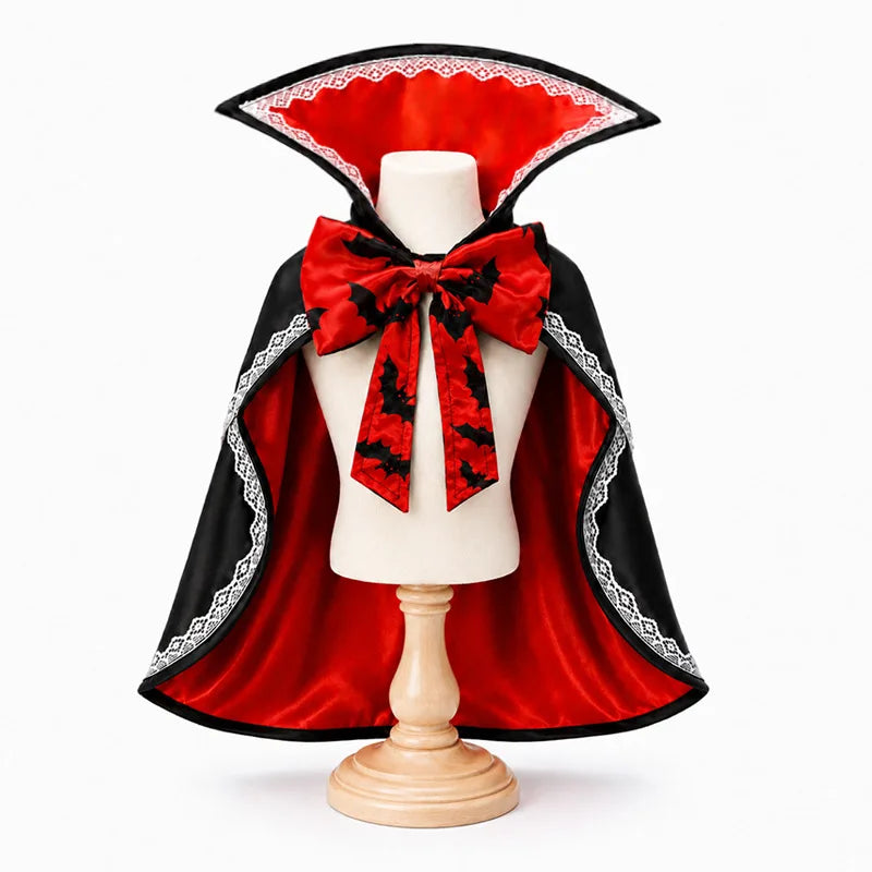 Halloween Funny Cape Lace Cloak Dog Cat Costume Transforming Bowknot Pet Dress Up Adjustable Sizes Trick or Treat Pet Supplies