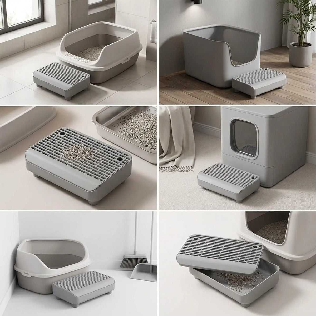 Cat Litter Box Step Non Slip Double Layer Washable Pad for Litter Box Cabinet for Cats