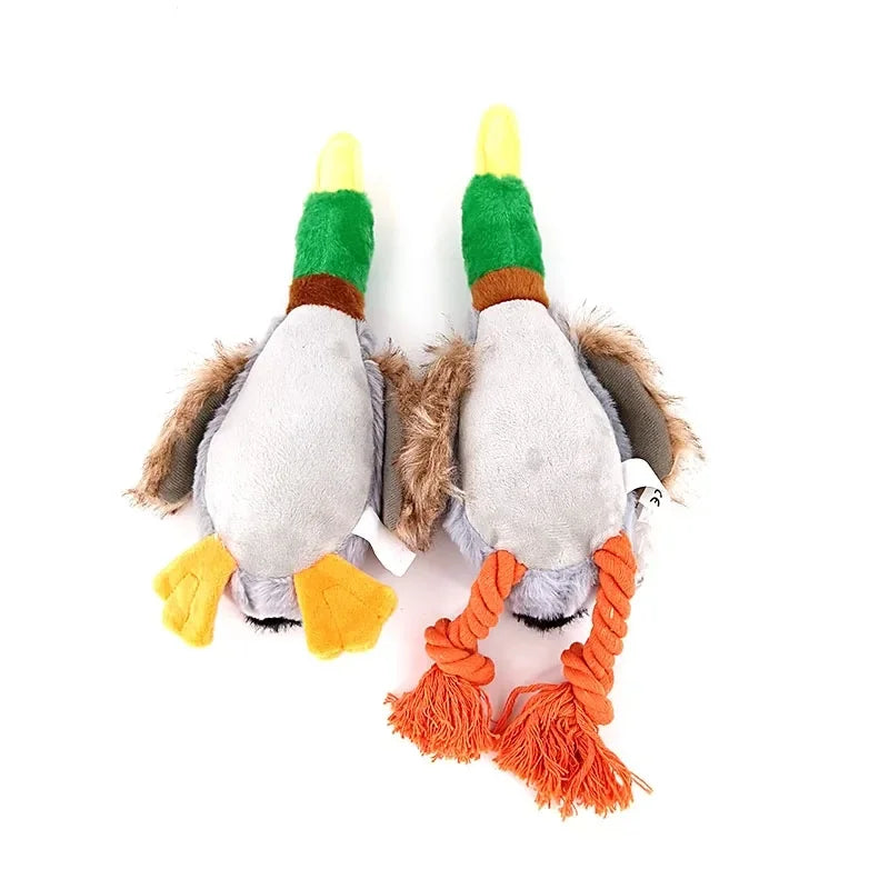 Cute Plush Duck Sound Toy Stuffed Squeaky Animal Squeak Dog Toy Cleaning Tooth Dog Chew Rope Toys Pet Dog Toys