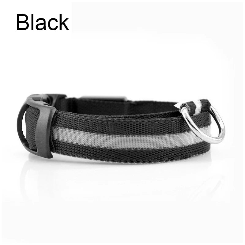 Reflective Nylon LED Pet Dog Collar Safety Night Walking Flashing Glow In The Dark Pet Luminous Dog Accessories Collar