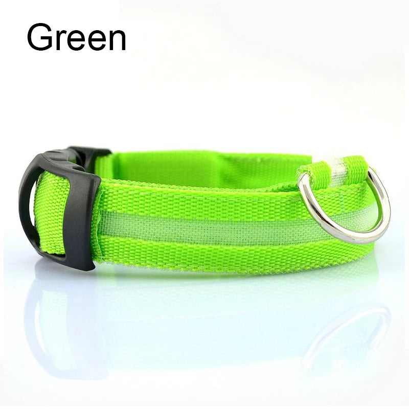 Reflective Nylon LED Pet Dog Collar Safety Night Walking Flashing Glow In The Dark Pet Luminous Dog Accessories Collar