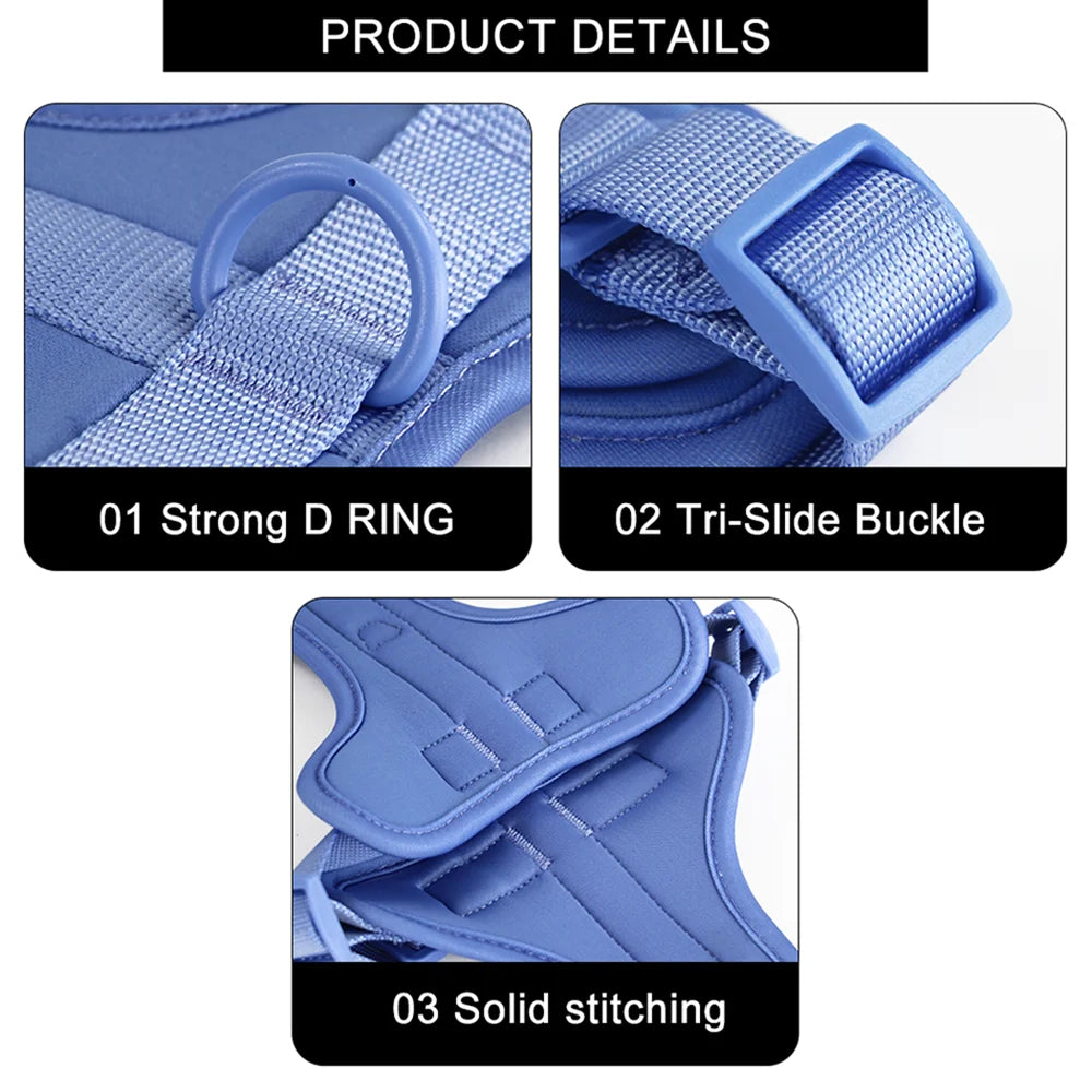 Double Dog Leash PVC Comfortable and Breathable Dog Harness and Leash Set Adjustable Chest Strap Collars - Harnesses & Leashes