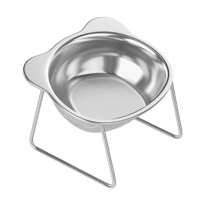 Cat Bowls Tilted Neck Guard Cat Food Bowl Indoor Stainless Steel Shatter Resistant Elevated 15° Pet Bowl For Kitten Puppy